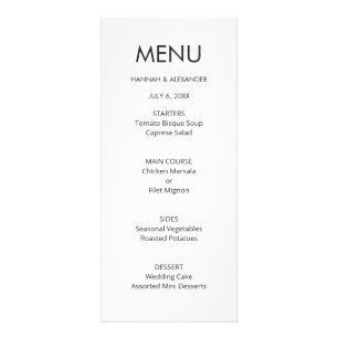 Panfleto Cardápio de Casamento Minimalista Moderno - Edição