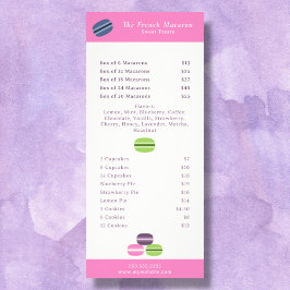 Panfleto Cardápio de Macaron Francês e Lista de Preços Rack