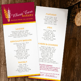Panfleto Cardápio de padaria lista de preços de produtos as