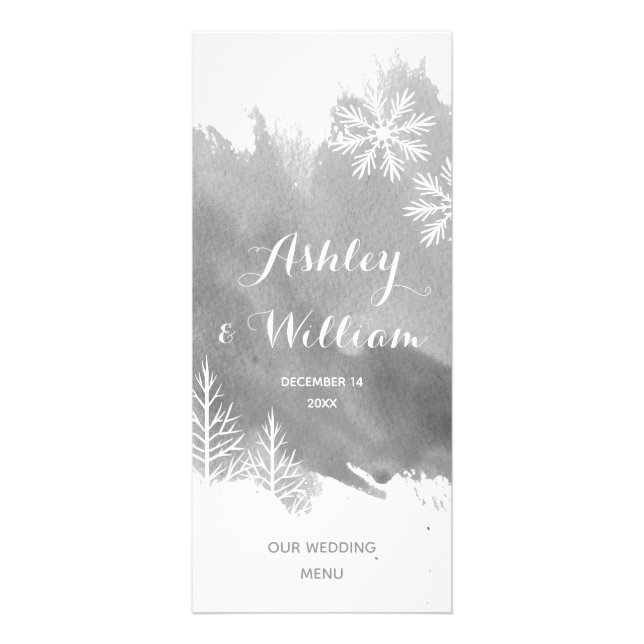 Panfleto Carteira de cardápio de cinza de aquarela abstrata (Frente)