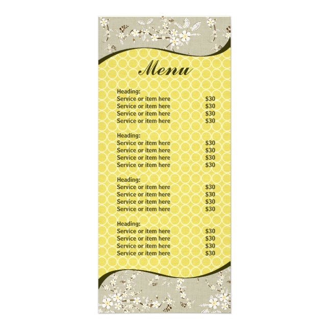 Panfleto Carteira de rack para cardápios de cinza Dourada (Frente)