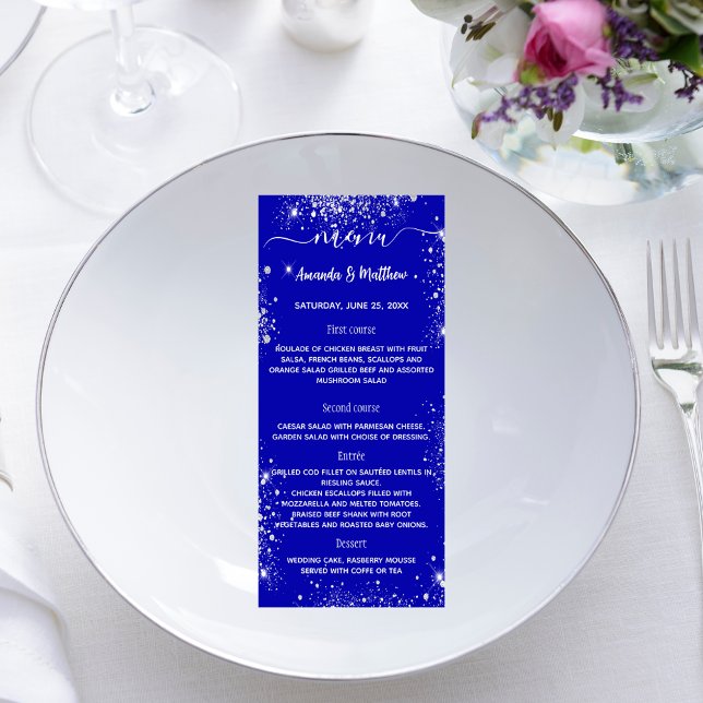 Panfleto Casamento com brilho de prata azul real (Criador carregado)