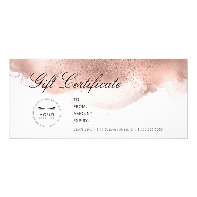 Panfleto Certificado de Glitter Dourado de Rosa Elegante Si (Frente)