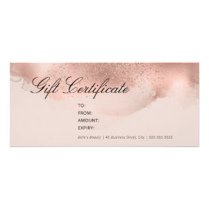 Panfleto Certificado de Presente Dourado para Blush e Rosa