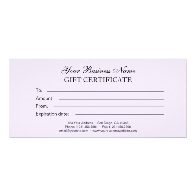Panfleto Certificado de Presente Simples Genérico Lilac Clá (Frente)