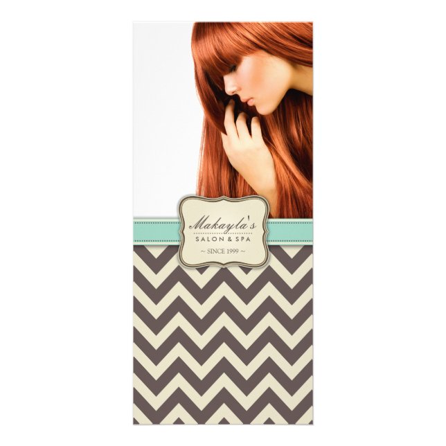 Panfleto Chevron Modern Brown, Verde e bege Elegante (Frente)