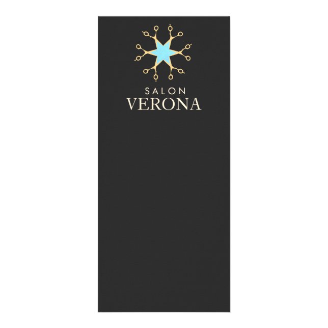 Panfleto Chic e Elegante Tesoura Logotipo Salão de Cabelo (Frente)