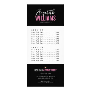 Panfleto Chic Modern Black Beauty Salon Rack Card