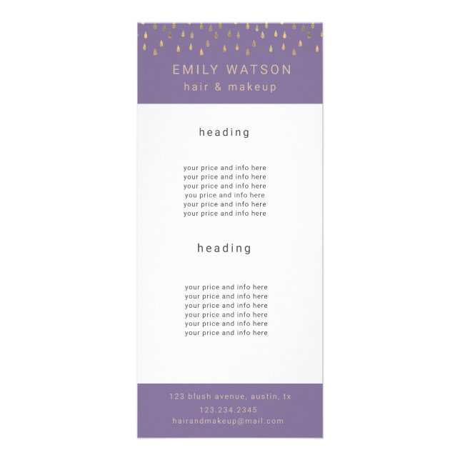 Panfleto Chuva Dourada Cai Faux Foil Trendy Price (Frente)