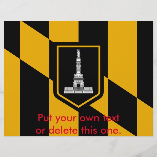 Panfleto com Bandeira de Baltimore, Maryland, EUA (Frente)