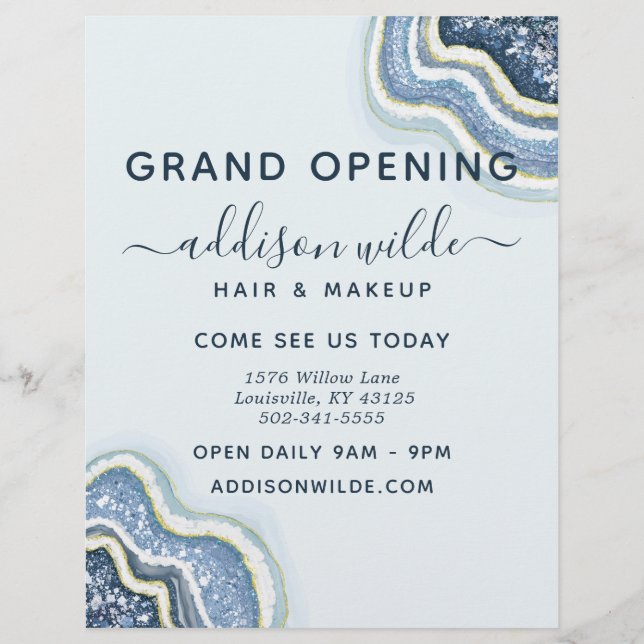 Panfleto Comercial de Geodo de Ágata com Brilho Az (Frente)