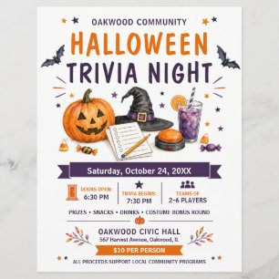 Panfleto Comunitário da Noite de Trivia do Hallowe
