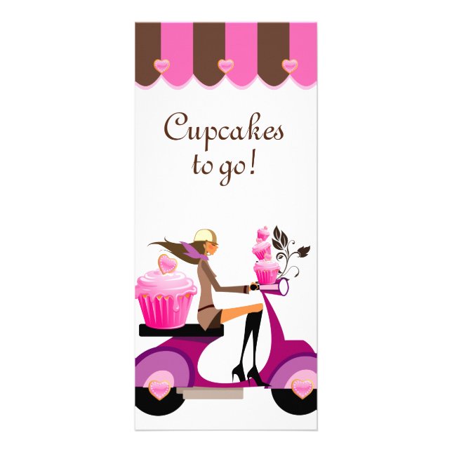 Panfleto Cópia rosa do Patinete do Cupcake da Placa de Rack (Frente)