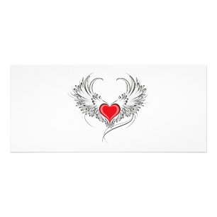 Panfleto Coração Anjo Vermelho com asas