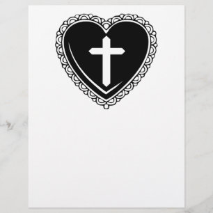Panfleto Coração Gótico & Cruz (Preto e Branco)