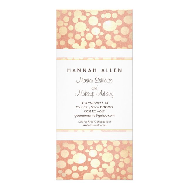 Panfleto Cosmetologia Spa Círculos Dourados Linen Look Rack (Frente)