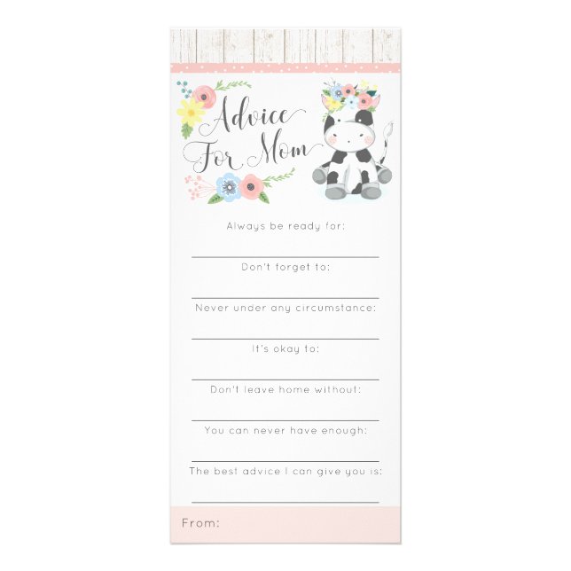 Panfleto Cow Chá de fraldas Advice Jogo Rustic Floral Calf (Frente)