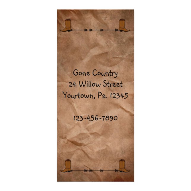 Panfleto Cowboy Boots Rack Card (Frente)