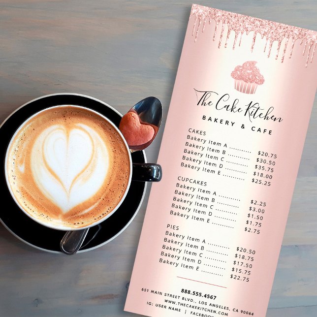 Panfleto Cupcake de Largura Dourada para rosa (Criador carregado)