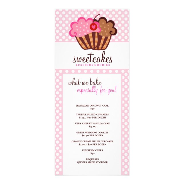 Panfleto Cupcake doce Rackcard de 311 bolos (Frente)