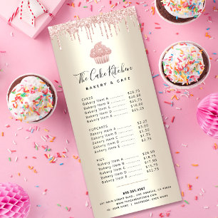 Panfleto Cupcake Luminoso Cor-de-rosa Dourado Panificação O