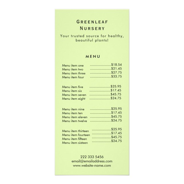 Panfleto Custom Greenleaf Nursery Branding  (Frente)