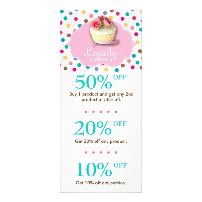 Panfleto Cute Bakery Cupcake Discount Polka Dot 2 (Frente)