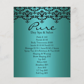 Panfleto Damask Elegante Azul e Preto