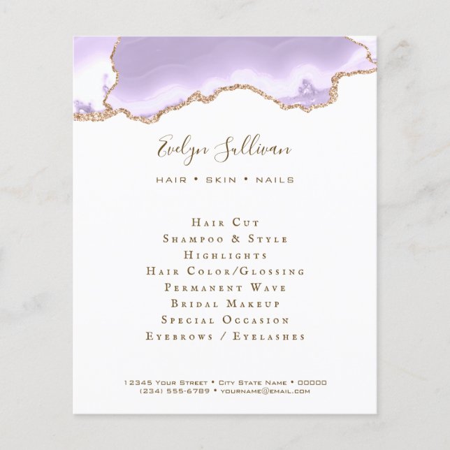 panfleto de agata roxa lavanda (Frente)