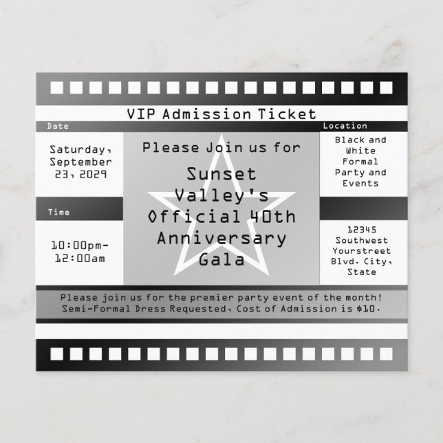 Panfleto de Bilhete de Estrela Impressa Preto/Bran (Frente)