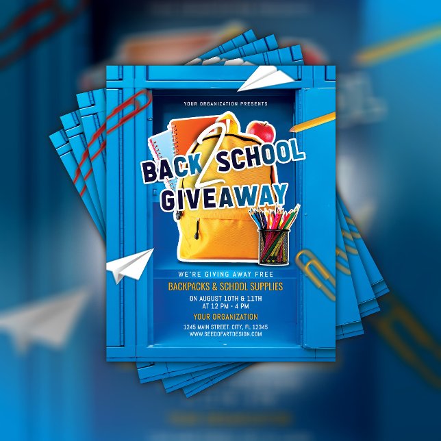 Panfleto de Brindes de Volta às Aulas Armário Esco (Back To School Giveaway Flyer)