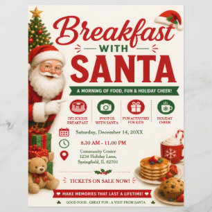 Panfleto de Café da Manhã com Papai Noel