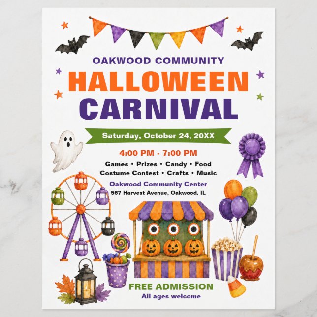 Panfleto de Carnaval de Halloween da Comunidade (Frente)