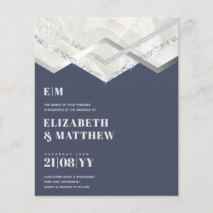Panfleto de casamento em prata azul empoeirado com