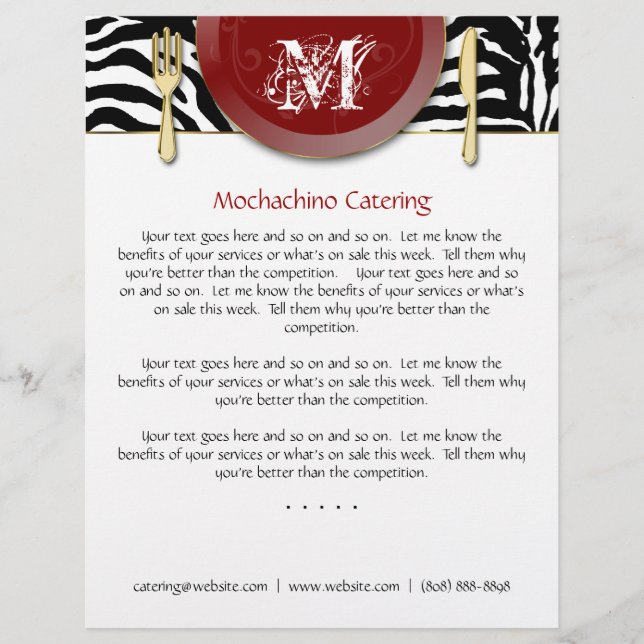 Panfleto de catering Zebra Red (Frente)