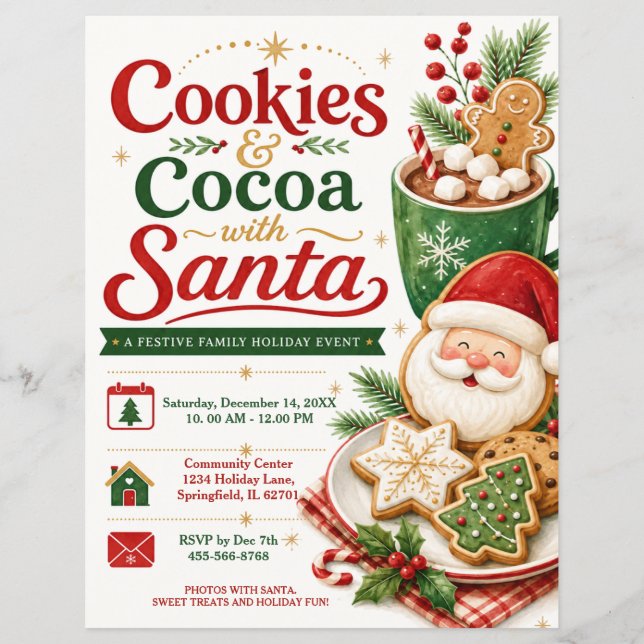 Panfleto de Cookies & Cacau com Papai Noel (Frente)