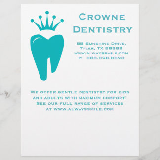 Panfleto de Dentista Coroa Dentária Cute Logo Azul