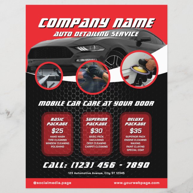Panfleto de Detalhamento de Carros Automotivos (Frente)