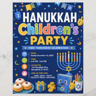 Panfleto de Festa Infantil de Hanukkah