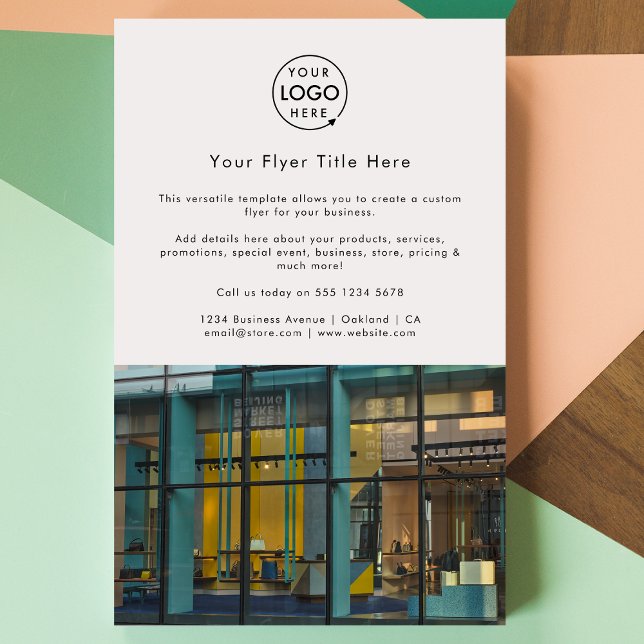 Panfleto de Foto Empresarial | Panfletos de Anúnci (Upload your logo and photo for a polished professional marketing flyer)