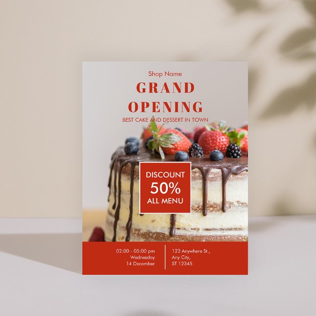 Panfleto de Grande Abertura do Compro de Bake Bake (Cake Bakery Shop Business Grand Opening Flyer)