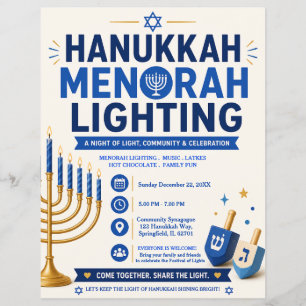 Panfleto de Iluminação da Menorá de Hanukkah