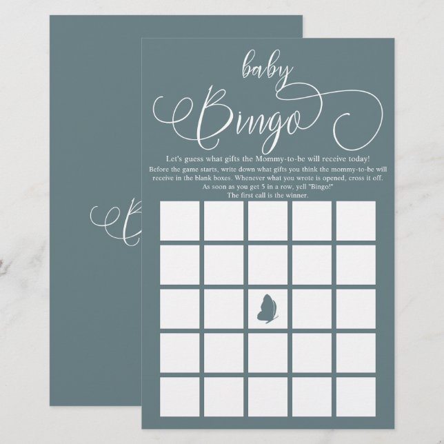 Panfleto de Jogo de Bingo de Caligrafia Minimalist (Frente/Verso)