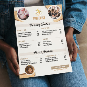 Panfleto de Lista de Preços de Serviços de Beleza