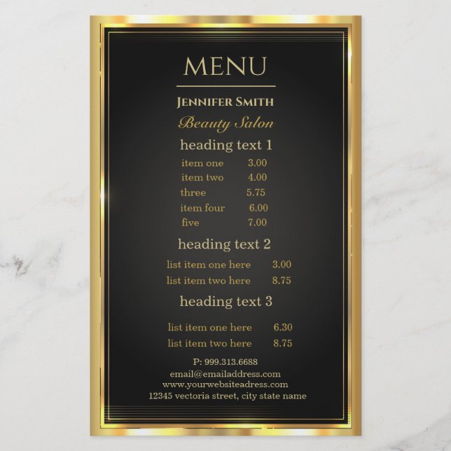 Panfleto de Maquiadora Preto Dourado (Frente)