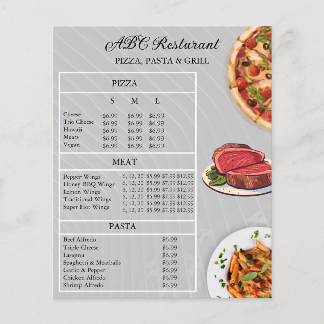 Panfleto de Menu de Restaurante | Design Imprimíve (Frente)