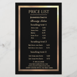 Panfleto de Moldura Dourada Preta de Maquiador