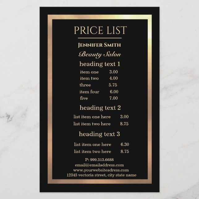 Panfleto de Moldura Dourada Preta de Maquiador (Frente)