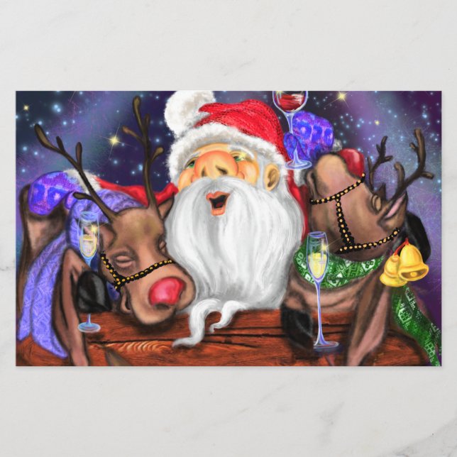 Panfleto de Natal Papai Noel e Renas Diversão (Frente)