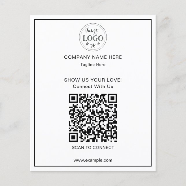 Panfleto de Negócios de Código QR Limpo e Simples  (Frente)
